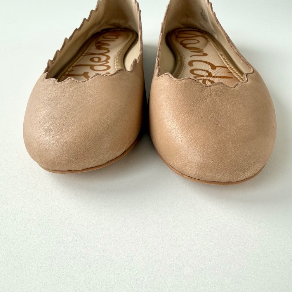 Sam Edelman Francis Classic Ballet Flats 9 Nude Leather Scalloped Edge - Picture 10 of 13
